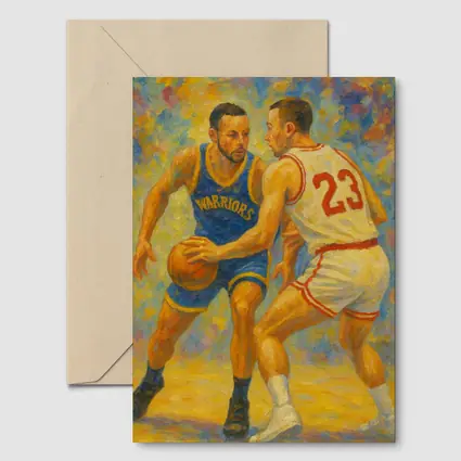 Warriors Basketball Player Impressionist Oil Painting