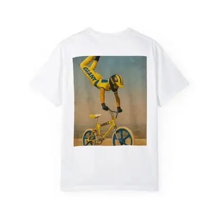 BMX Rider Stunt Yellow Giant Bike Retro