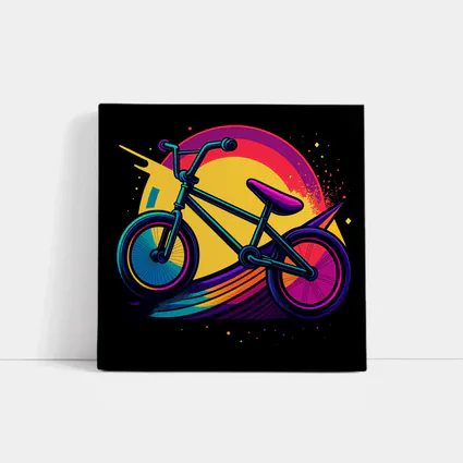 BMX Bike Colorful Retro Sunset Art