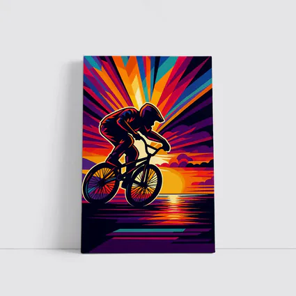 BMX Rider Silhouette Colorful Sunset Pop Art