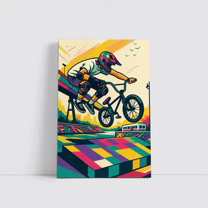 BMX Rider Jumping Urban Skate Park Pop Art