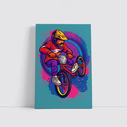 BMX Rider Doing Tricks Colorful Graffiti Background