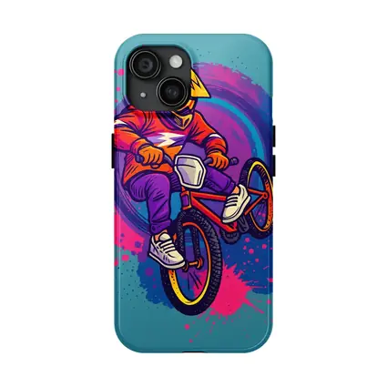 BMX Rider Doing Tricks Colorful Graffiti Background