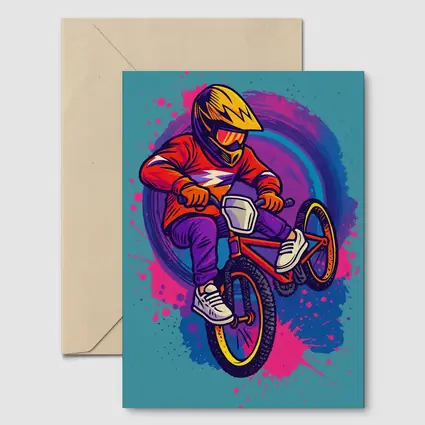 BMX Rider Doing Tricks Colorful Graffiti Background