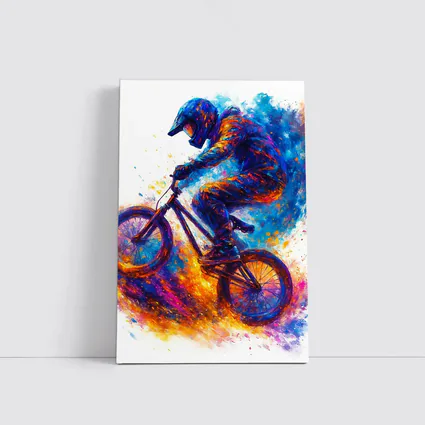 BMX Rider Colorful Paint Splash Art