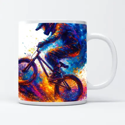 BMX Rider Colorful Paint Splash Art