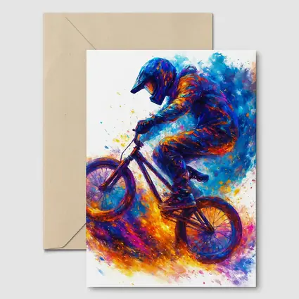 BMX Rider Colorful Paint Splash Art