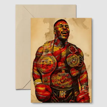 Boxing Champion Heavyweight Belts Sketch Art