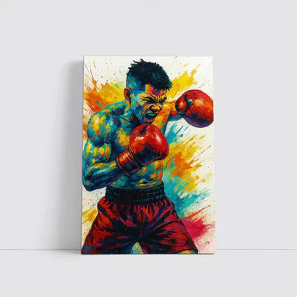 Boxing Fighter Explosive Colorful Paint Splash Art