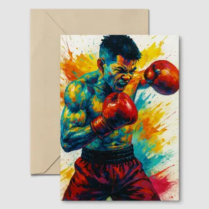 Boxing Fighter Explosive Colorful Paint Splash Art