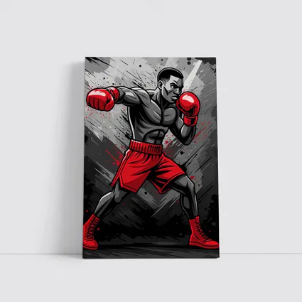 Boxing Fighter Red Gloves Grunge Art