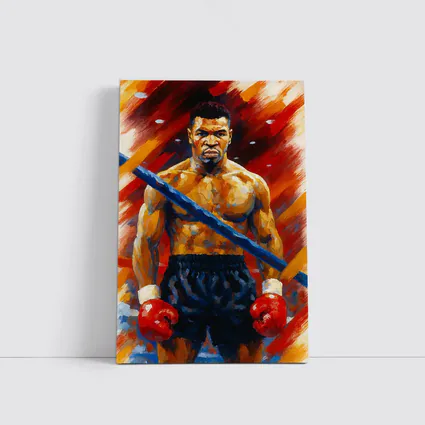 Mike Tyson Boxing Oil Painting Bold Background