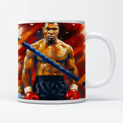 Mike Tyson Boxing Oil Painting Bold Background