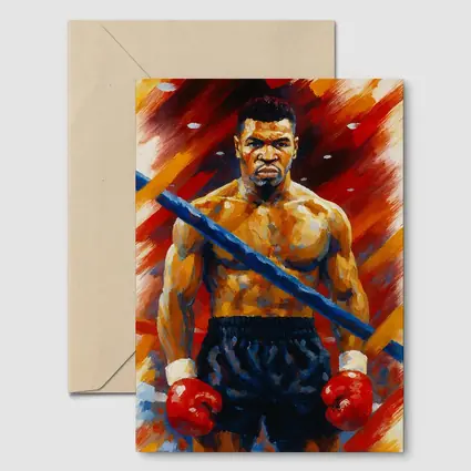 Mike Tyson Boxing Oil Painting Bold Background