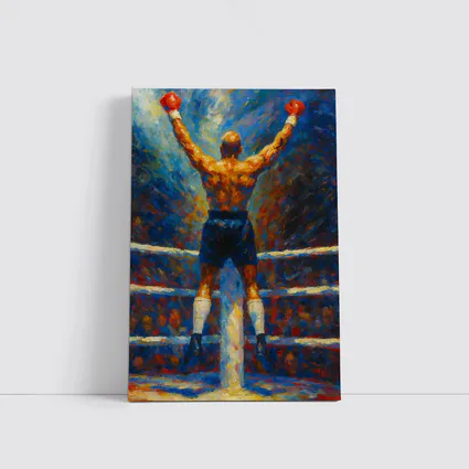 Boxer Victory Pose Oil Painting Boxing Ring