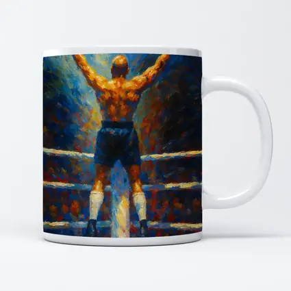 Boxer Victory Pose Oil Painting Boxing Ring