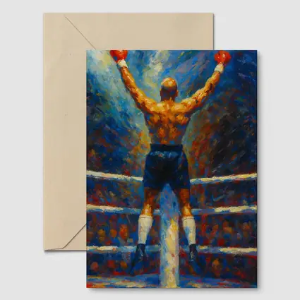 Boxer Victory Pose Oil Painting Boxing Ring