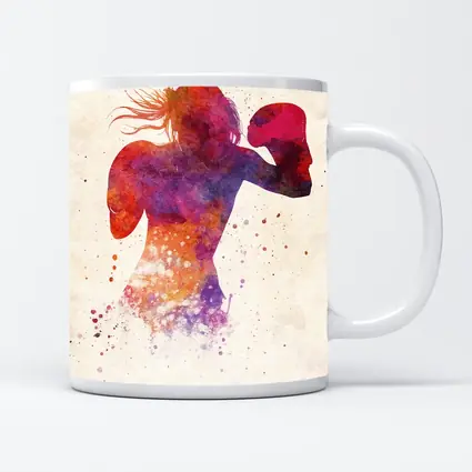 Female Boxer Watercolor Art Pink Red