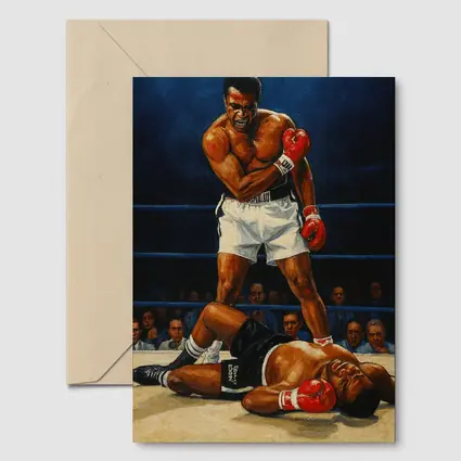 Muhammad Ali Standing Over Fallen Opponent Boxing