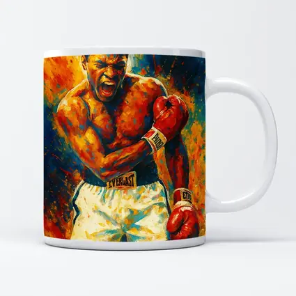 Boxer Roaring Red Gloves Colorful Paint Background