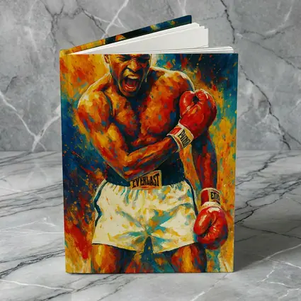 Boxer Roaring Red Gloves Colorful Paint Background