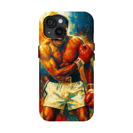Boxer Roaring Red Gloves Colorful Paint Background