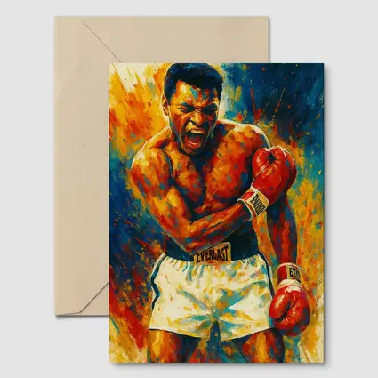 Boxer Roaring Red Gloves Colorful Paint Background