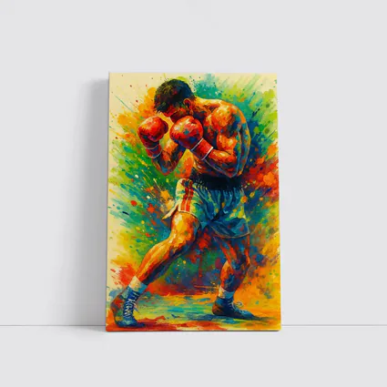 Boxer Fighter Colorful Splash Paint Art