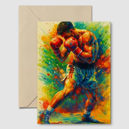 Boxer Fighter Colorful Splash Paint Art