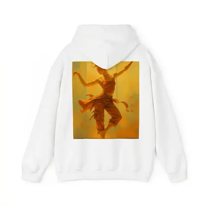 Dancing Woman Warm Golden Yellow Background Art