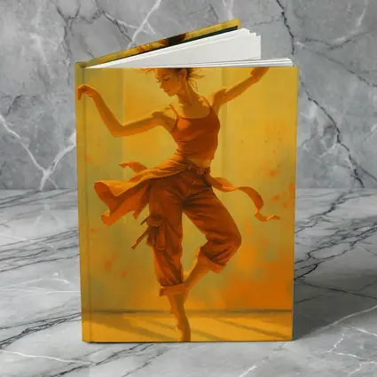 Dancing Woman Warm Golden Yellow Background Art
