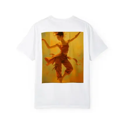 Dancing Woman Warm Golden Yellow Background Art