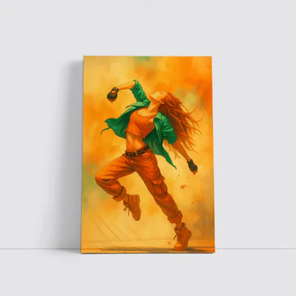 Hip Hop Dancer Girl Orange Watercolor Background