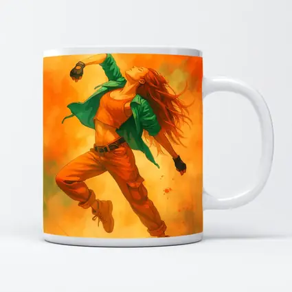 Hip Hop Dancer Girl Orange Watercolor Background