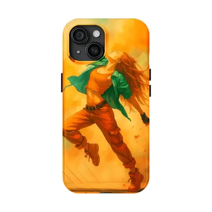 Hip Hop Dancer Girl Orange Watercolor Background