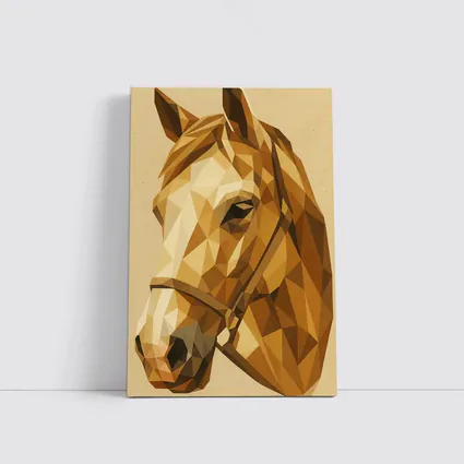 Low Poly Horse Portrait Warm Beige Background