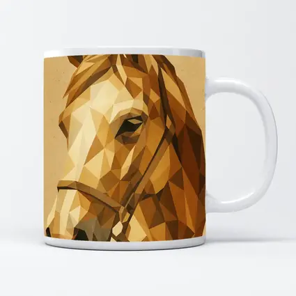 Low Poly Horse Portrait Warm Beige Background