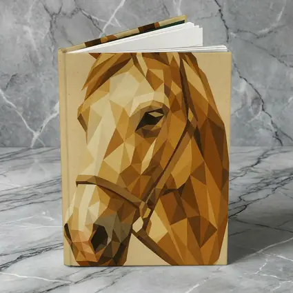 Low Poly Horse Portrait Warm Beige Background