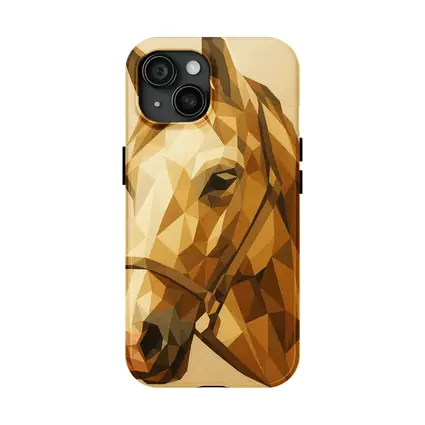 Low Poly Horse Portrait Warm Beige Background