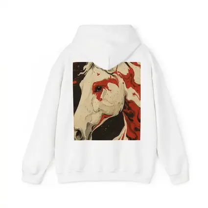 White Horse Red Ink Splash Dark Background