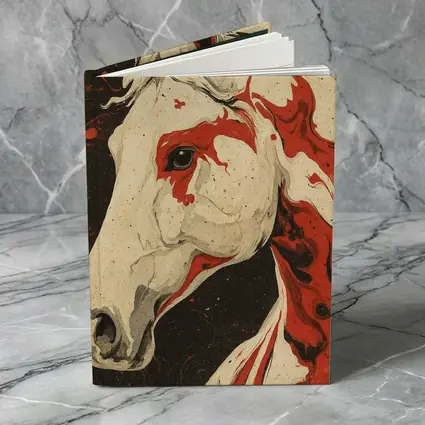 White Horse Red Ink Splash Dark Background