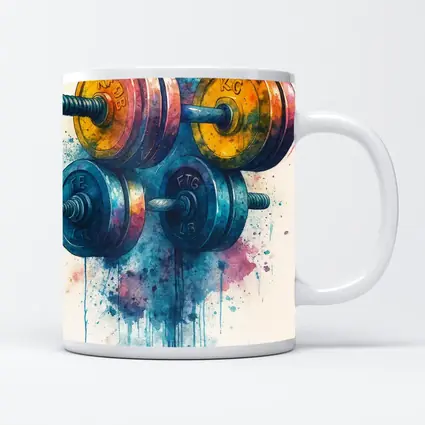 Colorful Watercolor Dumbbells Fitness Gym Art