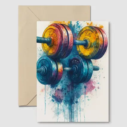 Colorful Watercolor Dumbbells Fitness Gym Art