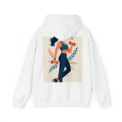 Woman Lifting Dumbbells Floral Flat Art Style