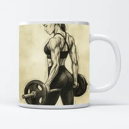 Strong Woman Lifting Barbell Sketch Art