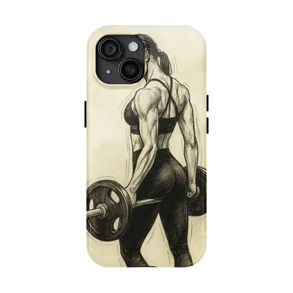 Strong Woman Lifting Barbell Sketch Art