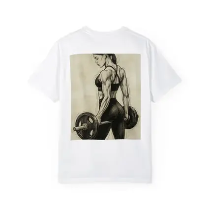 Strong Woman Lifting Barbell Sketch Art