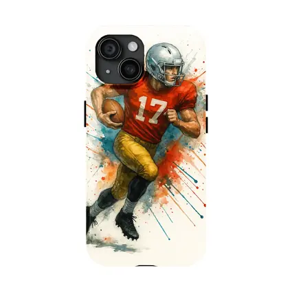 Football Player Number Seventeen Watercolor Splash Art