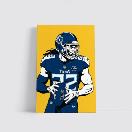 Derrick Henry Titans Football Player Yellow Background