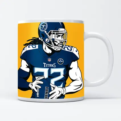 Derrick Henry Titans Football Player Yellow Background